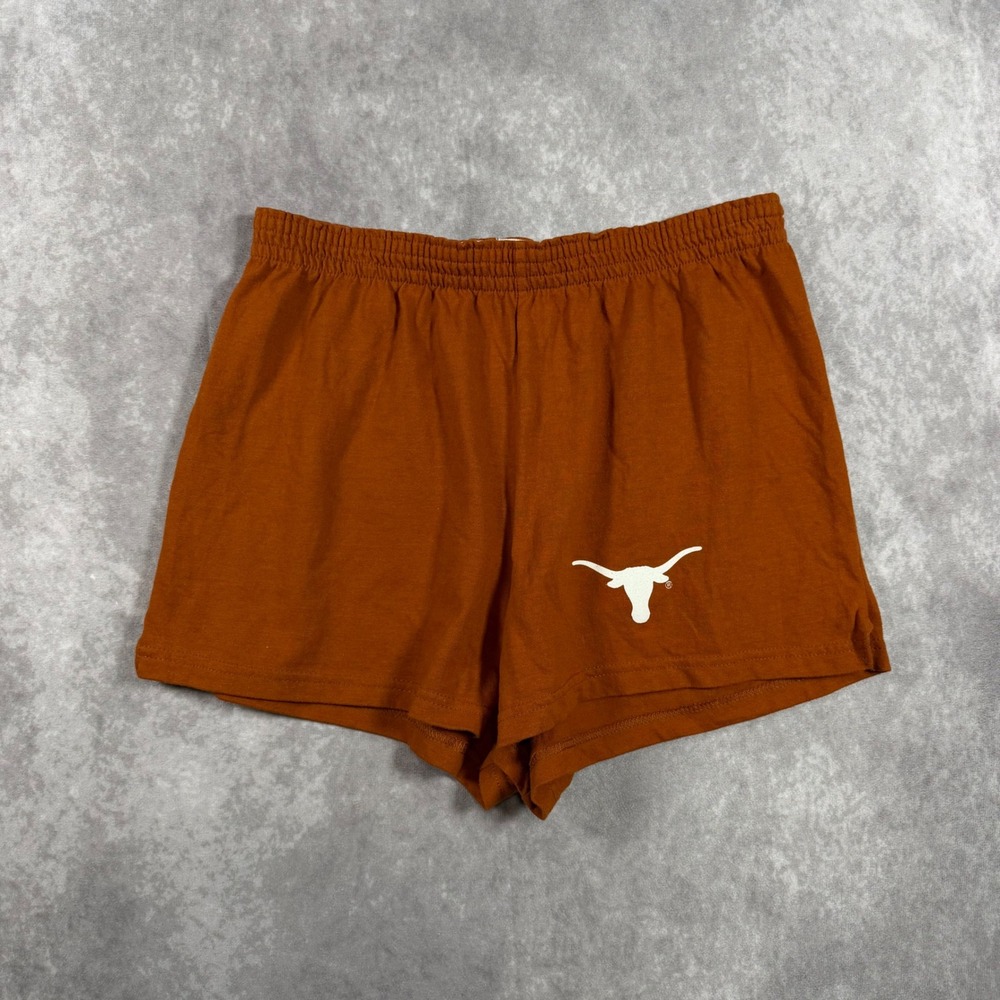 Russell Texas Longhorns Burnt Orange Jersey Shorts Womens L Tiger Print Back Y2K